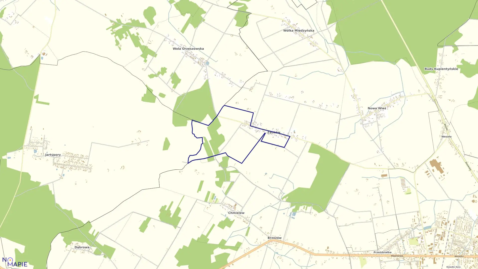 Mapa obrębu ZĄBKÓW w gminie Sokołów Podlaski